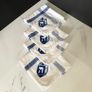 SET of 4 Blue&White Dreidel Napkins